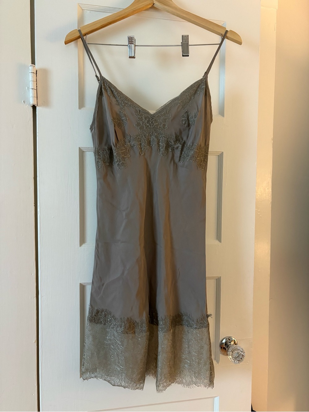 Gold hawk silk XS Women's Lace-Trim Slip Dress - Taupe